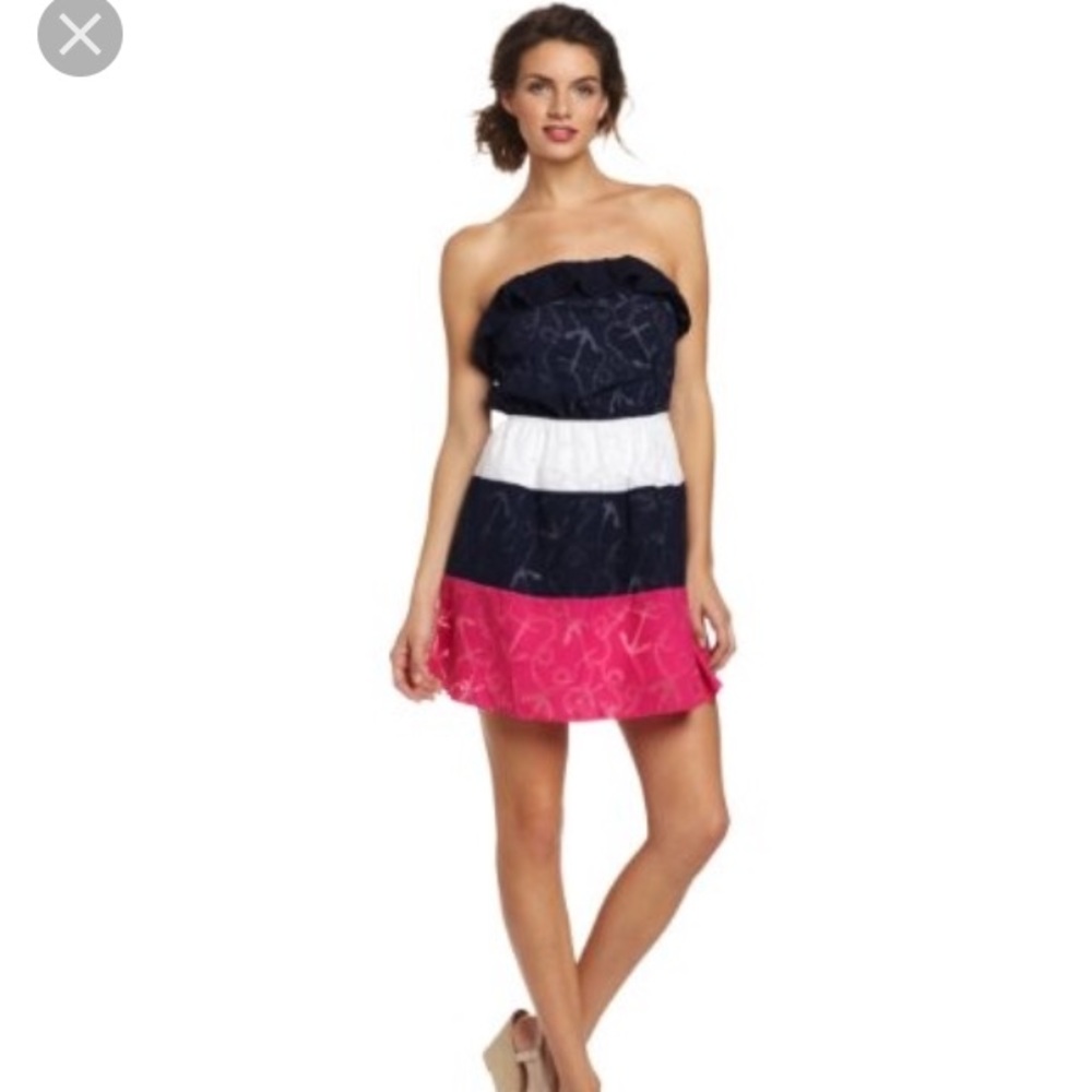 Lilly Pulitzer Anchor Print Strapless Dress